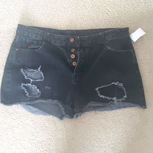 Arizona Distressed Black Denim High Waisted Shorts